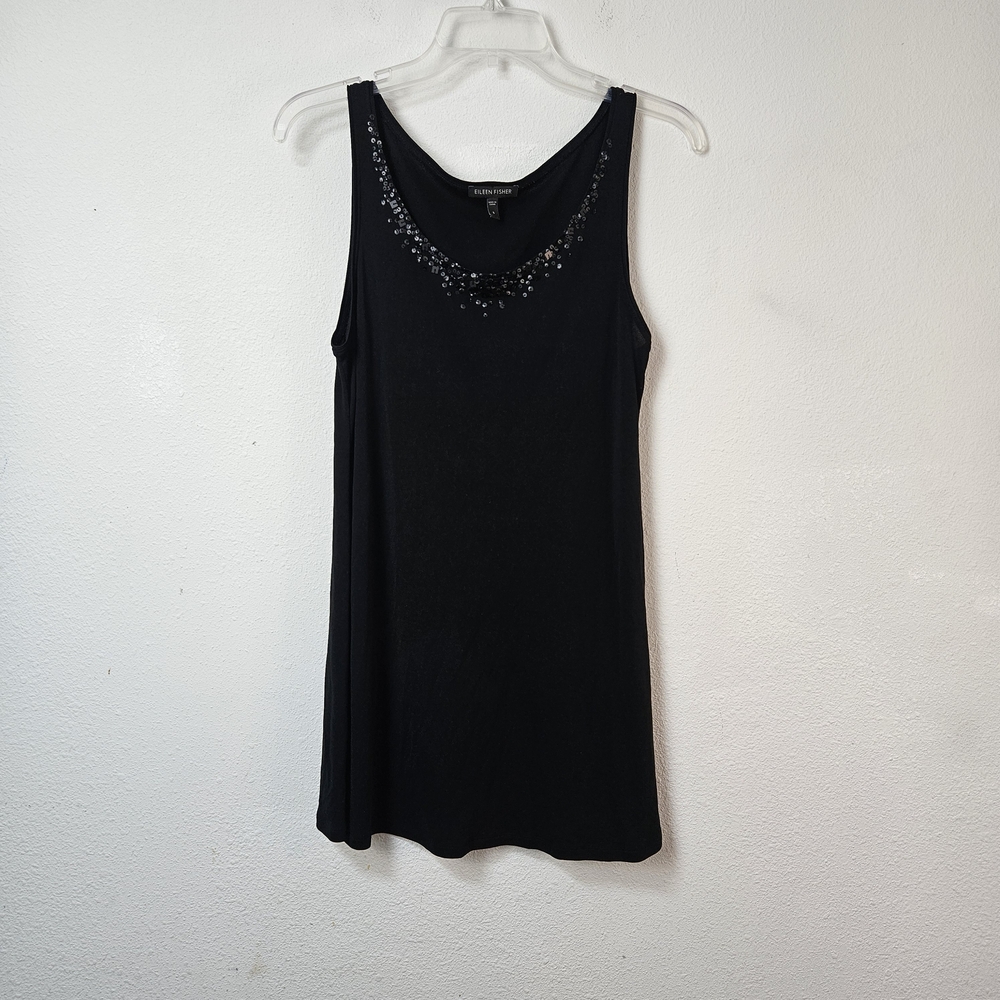 Eileen Fisher Silk Sequins Detail Top Cami Size Small Minimalist